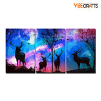 VIBECRAFTS Homcraft Deer In Forest 3 Pieces Canvas Wall Painting Fitted With Wooden Frame For Home | Office | Living Room | Gifts(PTVC3Pcs3_11518)