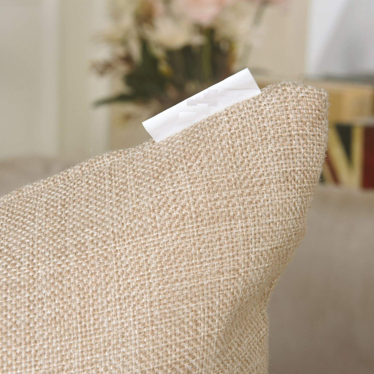 Khooti Light Linen Jute Cushion Cover | 30x30 Inch-| Set of 5 | Throw Pillow Cover for Couches, Chairs, Sofas, Beds, Coffee Tables, Living Rooms, Bedrooms, Modern Boho Design
