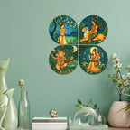 Artvibes Spiritual Decorative Wall Art MDF Wooden Wall Hanger for Living Room | Room Wall Art | Modern Decor Artwork | Living Room | Cafe | Wall Art Print | Unique Gift Items (WH_8465N), Set of 4