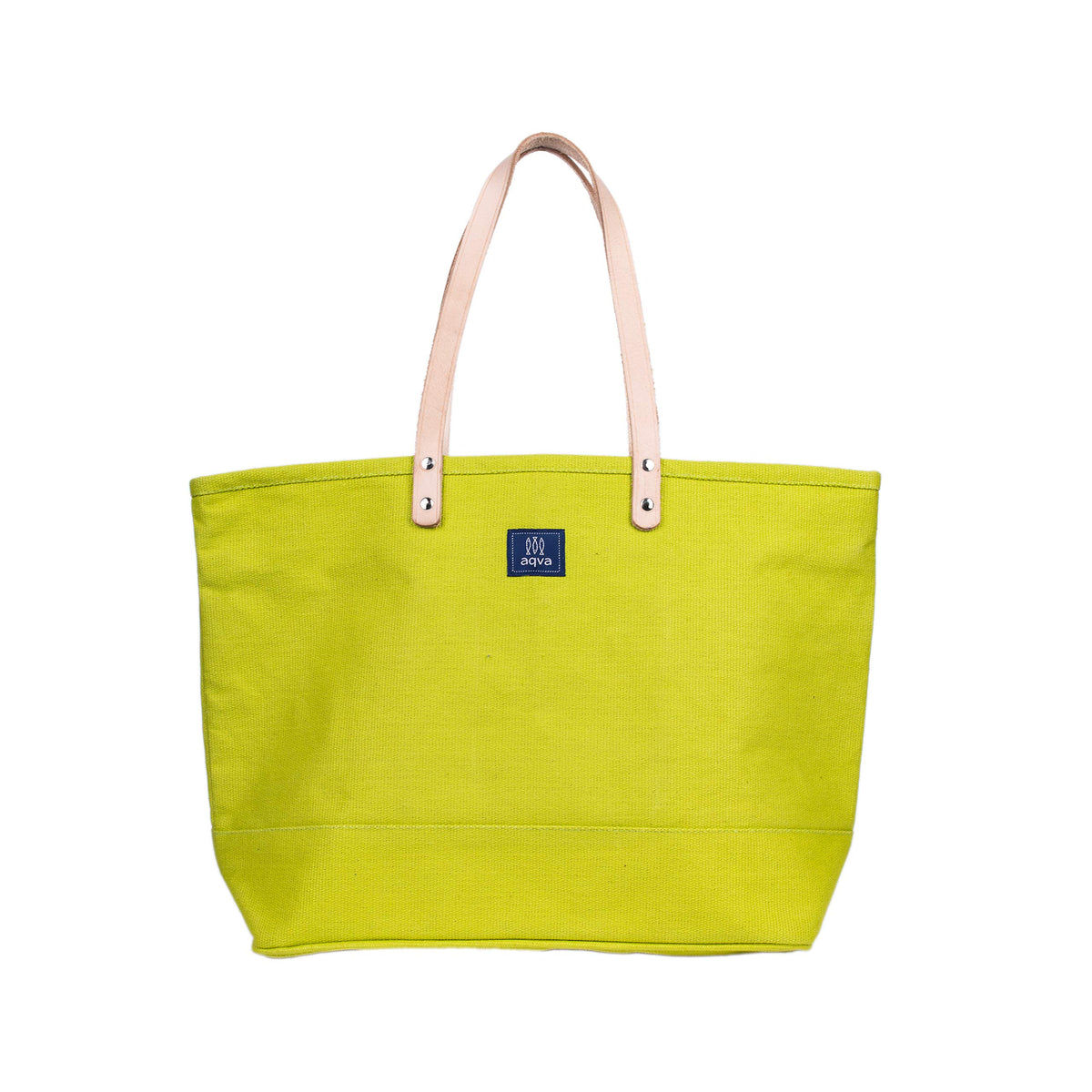 AQVA Cotton Canvas Tote Bag for Women | Large Capacity | Sturdy & Durable | Stylish Multipurpose/Versatile Handbag with Zipper | Resuable Shoulder Bag for Laptop, Office & Travel (Lime)