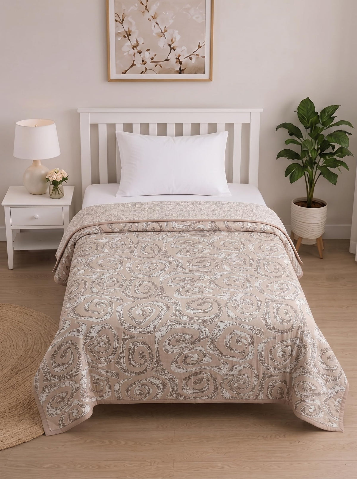 Mafatlal Sparsh Single Bed Cotton Dohar, 150 GSM Pure Cotton Malmal, Reversible AC Blanket Single, Soft Breathable Lightweight Cotton Blanket, 60 x 90 Inch, Kafalo