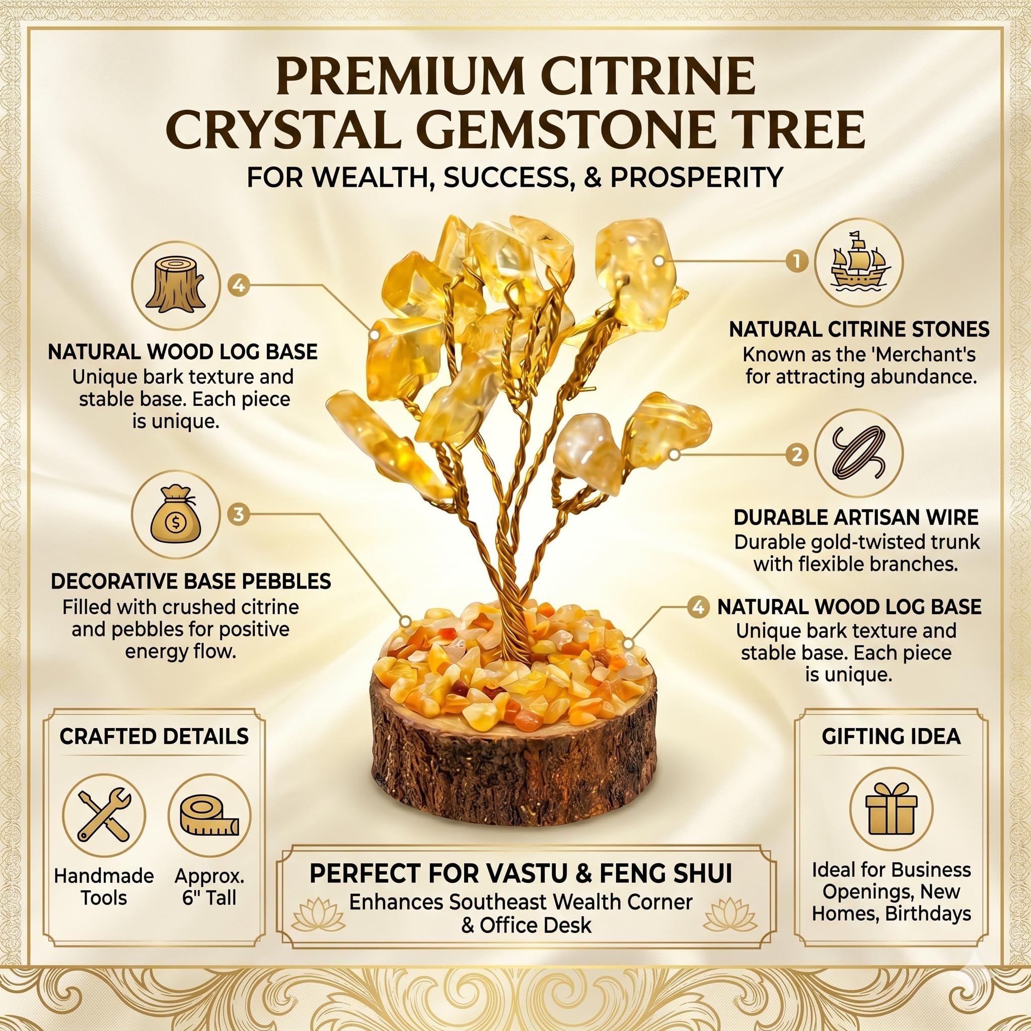 Arihant Gems & Jewels® Citrine Crystal Tree