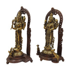 ARTVARKO Brass Lord Bhagwan Vishnu Narayan Lakshmi Statue Idol Murti Holding Gada Conch Shankh Chakra with Garuda for Home Decor Mandir Pooja Laxmi Ji Blessing Height 16 Inches