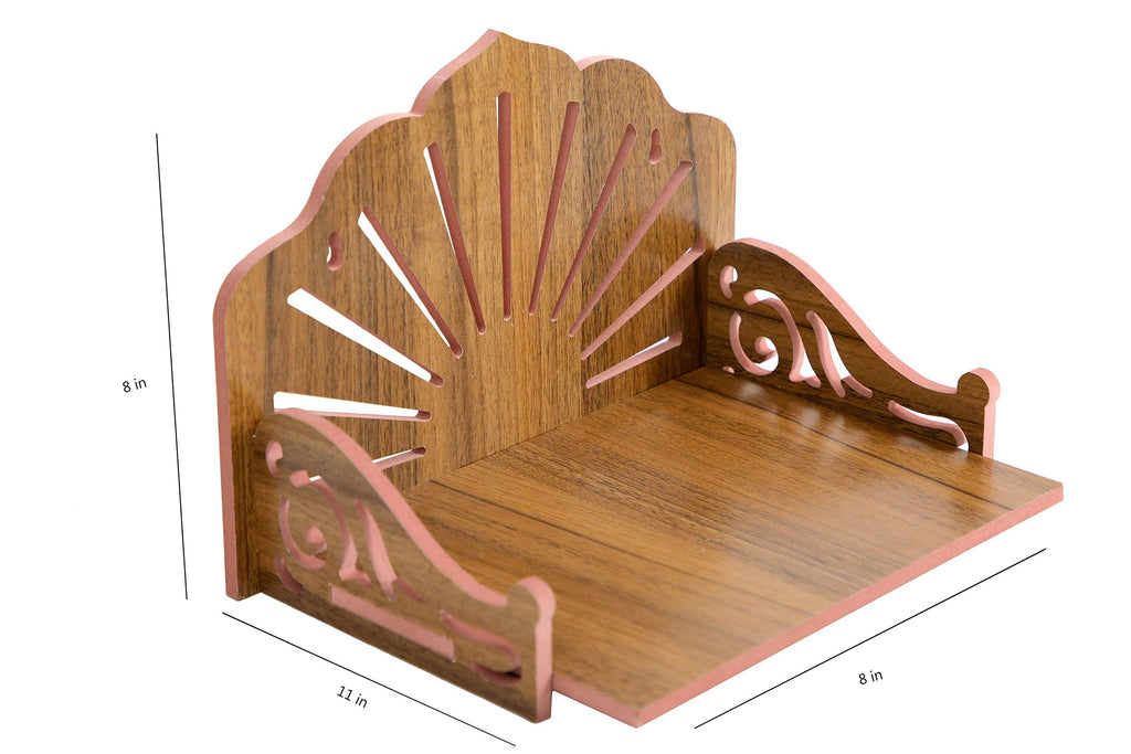 VJ SONS Art and Craft Wooden Temple Beautiful Plywood Mandir Pooja Room Home Decor Office OR Home Temple (Brown)