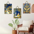 Artvibes Traditional Indian Decoration Wooden Wall Hanger for Home Decor | Wall Sculpture | Signs & Plaques | Handcrafted Art | Artwork | Aesthetic Wooden Decor | Ideal Gifts (WH_96118N), Set of 3