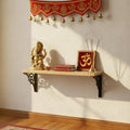 Spillbox wooden Pooja Home Temple|White Metal Shelf |Wall Mountable|Easy Screw Assembly|Home Temple for Puja Room |Pooja Stand | Mandir-SINGLE FLORAL (Black Small)