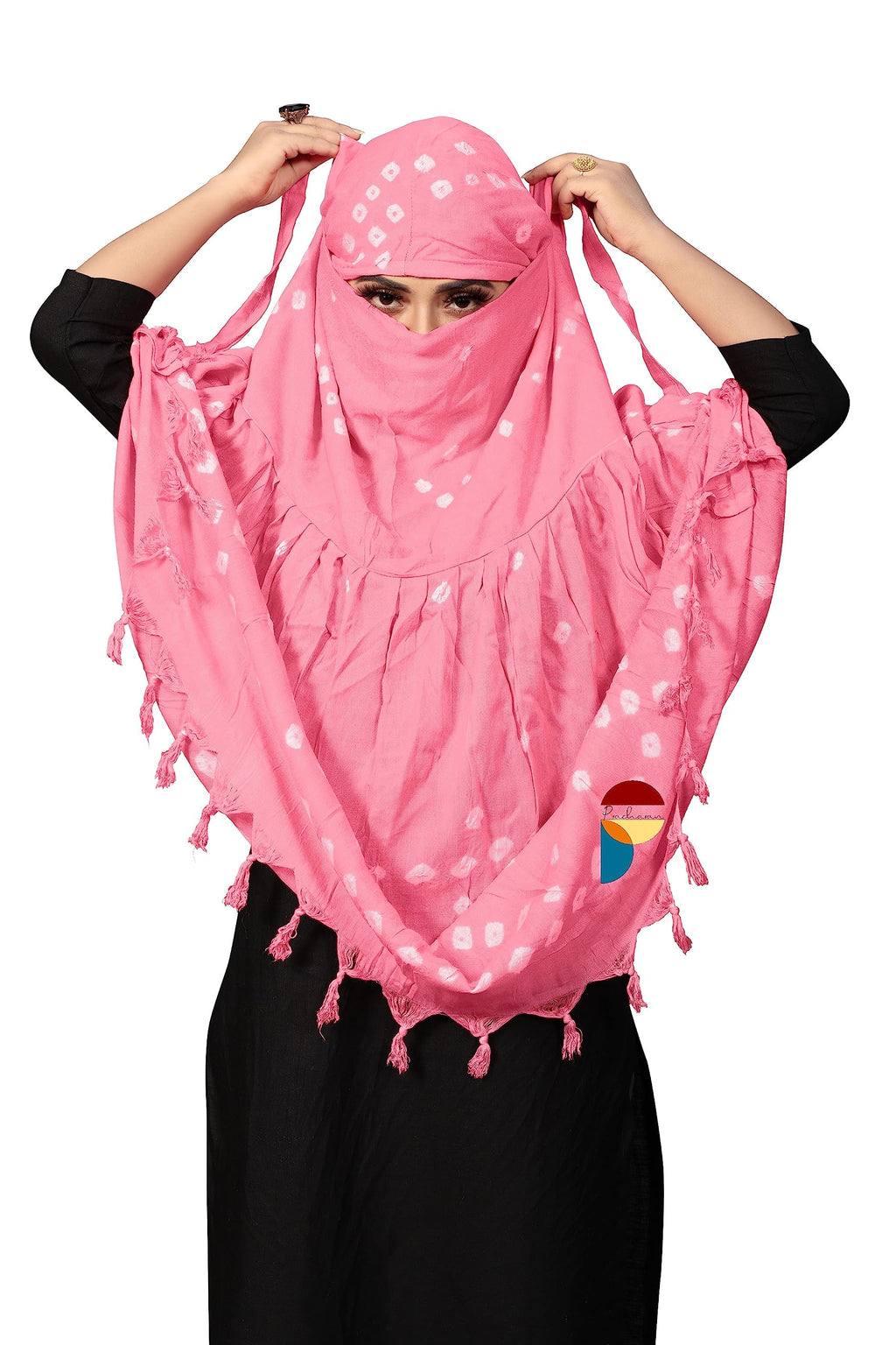 PRACHARAN Women Cotton Stylish Hand Printed Scarf, Anti Pollution Full Face Scarf With Uv Sun Rays Protection Scarf For Women And Girls (Baby Pink), For Female