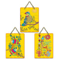 Artvibes Blissful Bird Aquatic Fish & Vibrant Parrot Art Decorative Wall Art MDF Wooden Wall Hanger for Home | Handcrafted Art | Wall Poster | Graphic Artwork | Unique Gift (WH_9621N), Set of 3