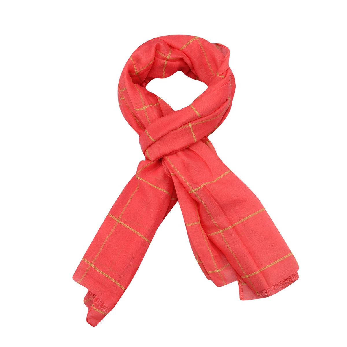 FabSeasons Pink Chexs Cotton Scarf, Scarves, Stole and Shawl for Men & Women