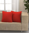 Yellow Weaves Cotton 250 TC Canvas Decorative Cushion Covers, (24 X 24 Inches), Set Of 2, Red