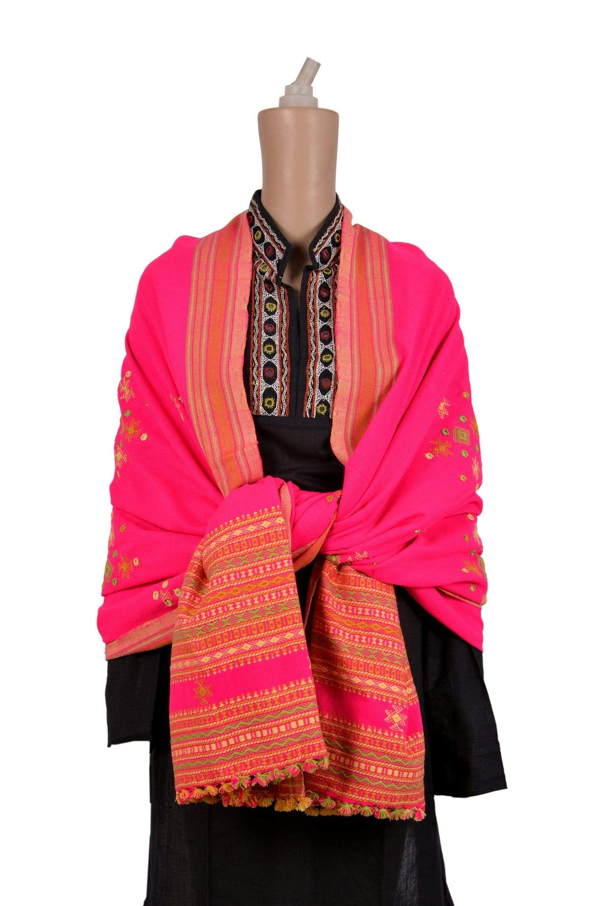 Prijam Women's Shawl (R 43 CHAUMUKH_Rani/Pink_One Size)
