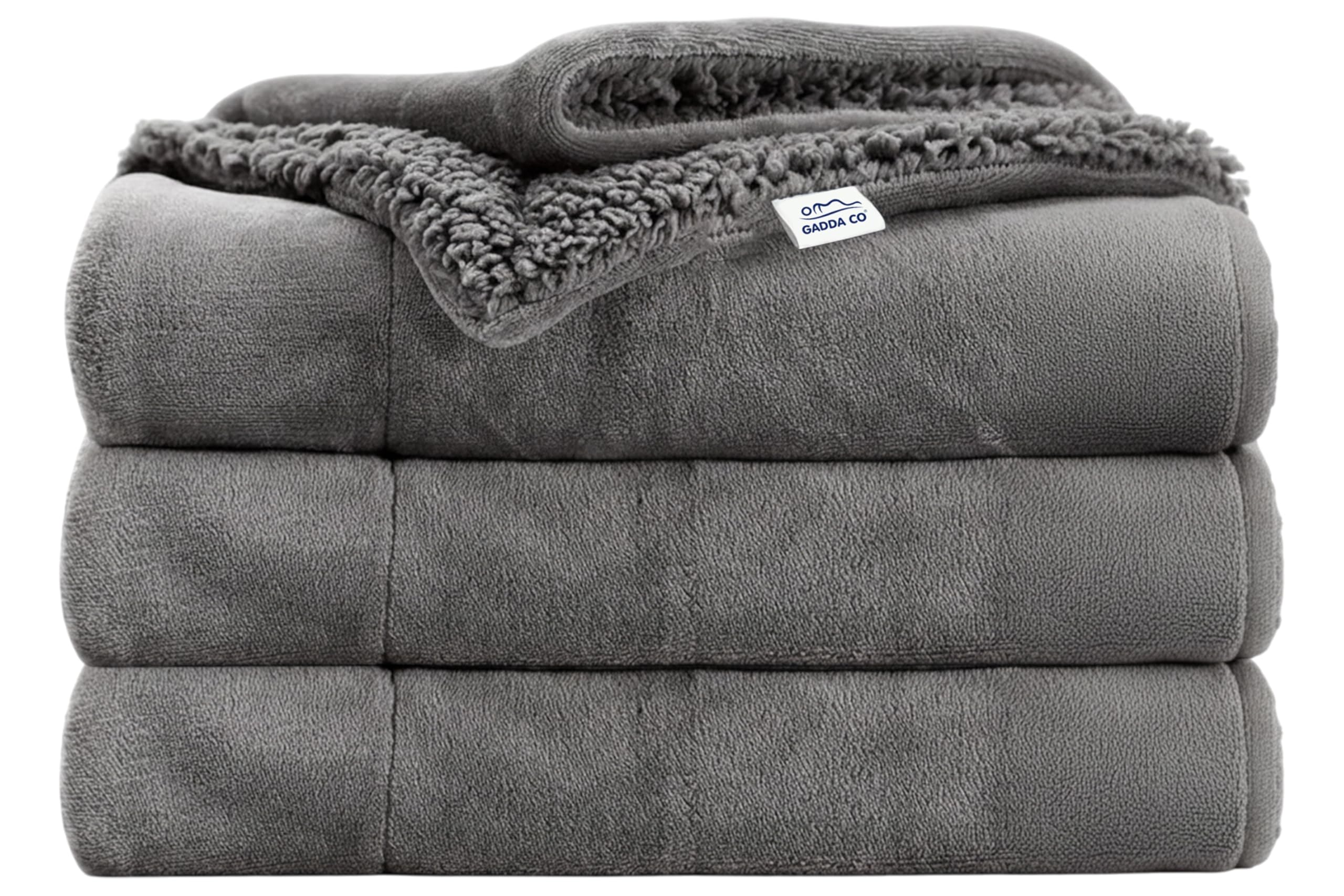 GADDA CO Polyester Micromink AC Blanket for Double Bed | Super Soft Flannel Sherpa Reversible Comforter/Dohar | Lightweight Summer & AC Use | Grey | 220 x 228 cm Kafalo