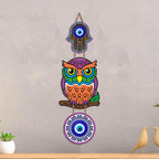 Artvibes Decorative Owl Evil Eye Wall Hanging for Home Entrance | Nazar Battu MDF Wall Decor for Positive Energy | Lucky Owl Vastu Wall Art for Living Room | Bedroom | Hallway | Gift Item (WH_8523N)