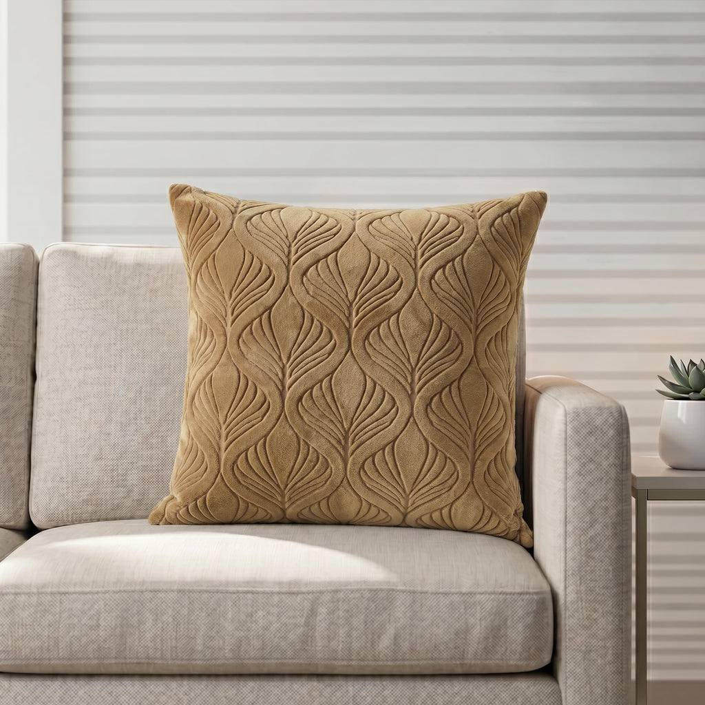 Yellow Weaves Jacquard Cushion Covers | Sofa Cushion Covers | Throw Pillow Cover for Sofa, Couch, Living Room| Removable & Washable | 16x16 Inches, 1 Piece (Golden Brown)