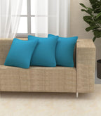 Yellow Weaves Cotton 250 TC Canvas Decorative Cushion Covers, (16 X 16 Inches), Set Of 3, Sky Blue