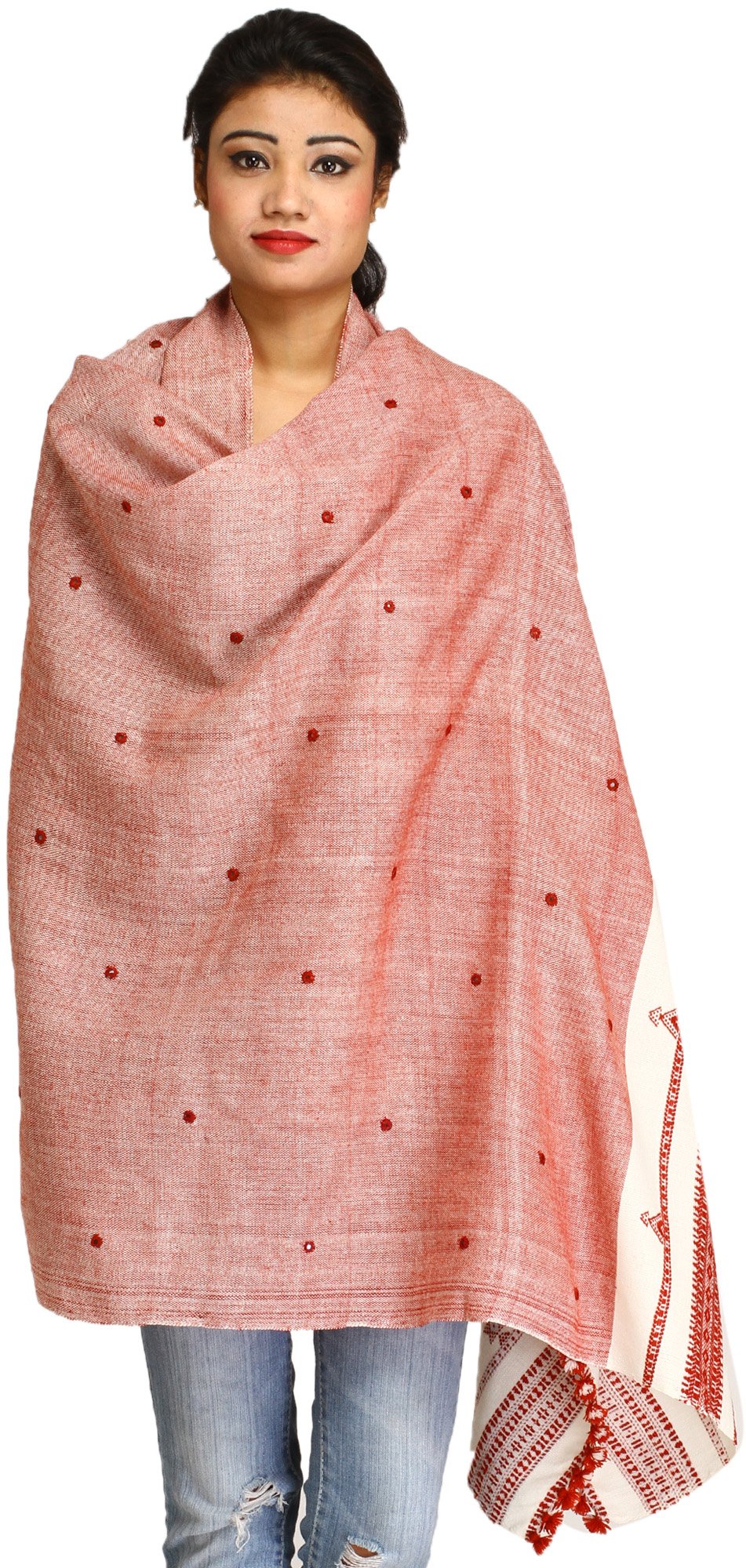 Exotic India Women's Shawl (SHT35-ash-rose_Multicoloured_Free Size)