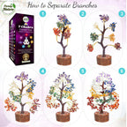 7 Chakra Crystal Tree 300 Beads – Original Natural Gemstones, Healing Bonsai Money Tree of Life for Home Decor, Vastu, Reiki, Feng Shui, Positive Energy, Prosperity & Good Luck