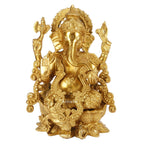 ARTVARKO Brass Ganesh Idol Statue Ganesha Vinayak Ganpati Bhagwan Home Entrance Décor Temple Puja Gift Height 12 Inch