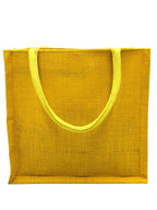 JUTEKA Printed Eco Friendly Jute Bag with Zipper Closure and Premium Cotton Handles for Lunch, Grocery, Tiffin, Office, Shopping