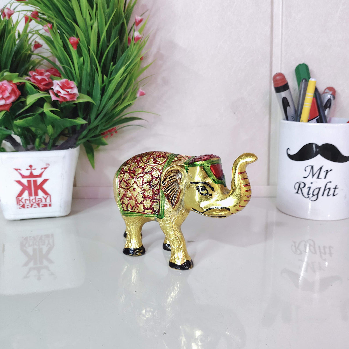 KridayKraft Metal Elephant Small Size Multicolor for Showpiece Enhance Your Home,Office & Table and Gift for Have House Warming Anniversaries, Birthday...