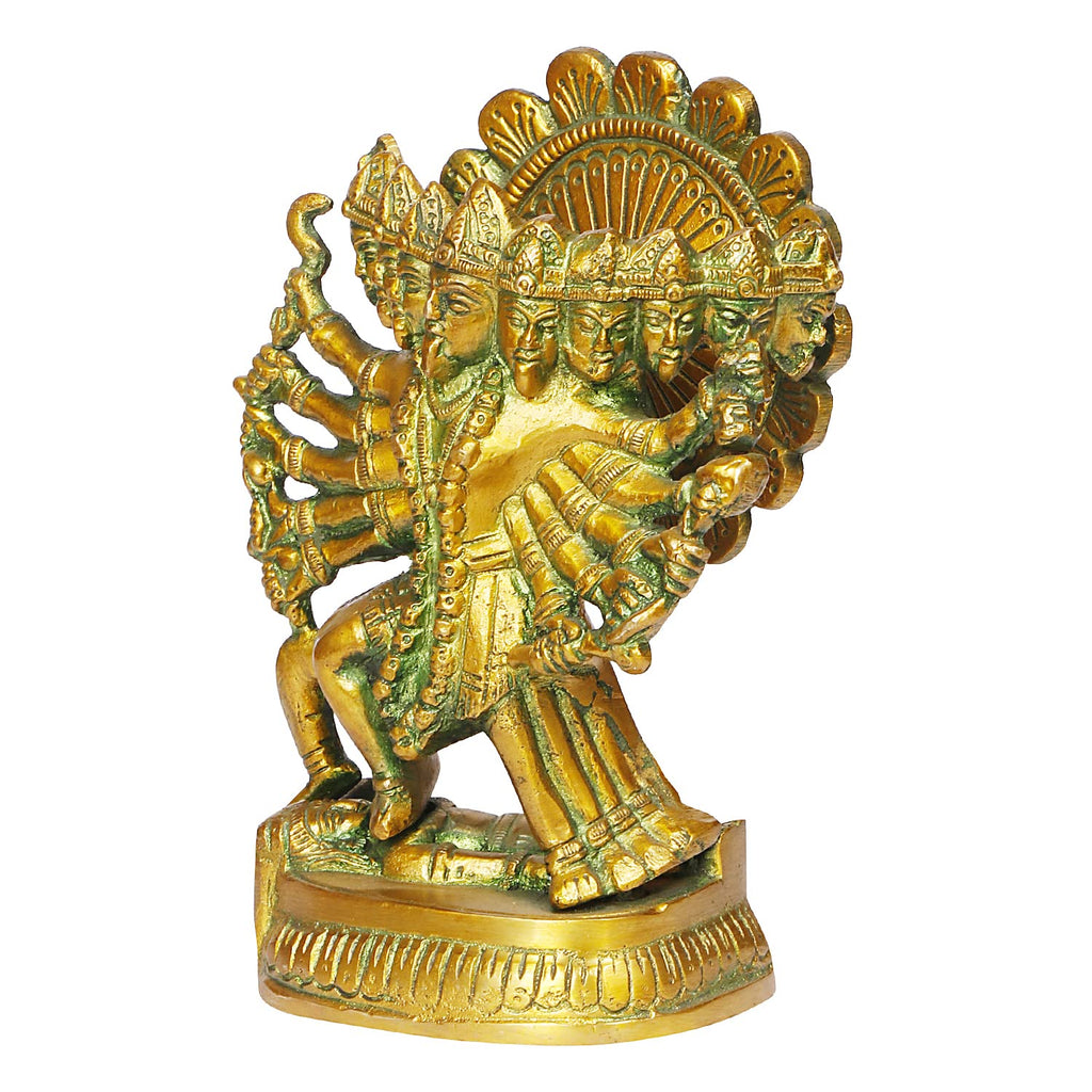 ARTVARKO Brass Kali Maa Murti | Maha Kali Ten Legs Mahakali Kalika Maa Statue Sculpture Idol Puja Murti Decor 4.5x6 Inches