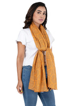 AQVA Printed Cotton Scarf for Women Stylish (Ansh orange) | Head and Face Cover Scarf for Girls with 100% Cotton | Soft & Lightweight Scarves/Stoles for all Weather (72 x 43 in)