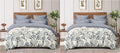 COZY FURNISH Super Soft Brushed Microfiber Cotton 3 Layer Breathable Set of 2 Single Dohar, 57x87 Inches (144x220 CM), Grey:Cream, Queen Size, Floral Pattern, Warm, Summer Kafalo