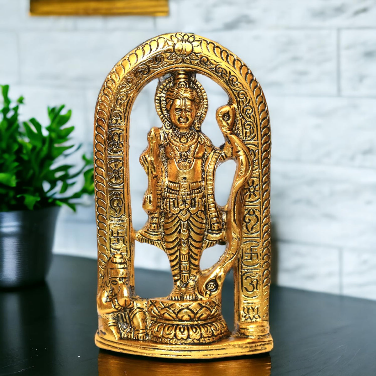 KridayKraft Metal Ram Lalla Idol Murti in Ayodhya Mandir for Home and Office Temple Religious Idol for Home Office Ram Ji Balroop Decorative Shopiece Figurines