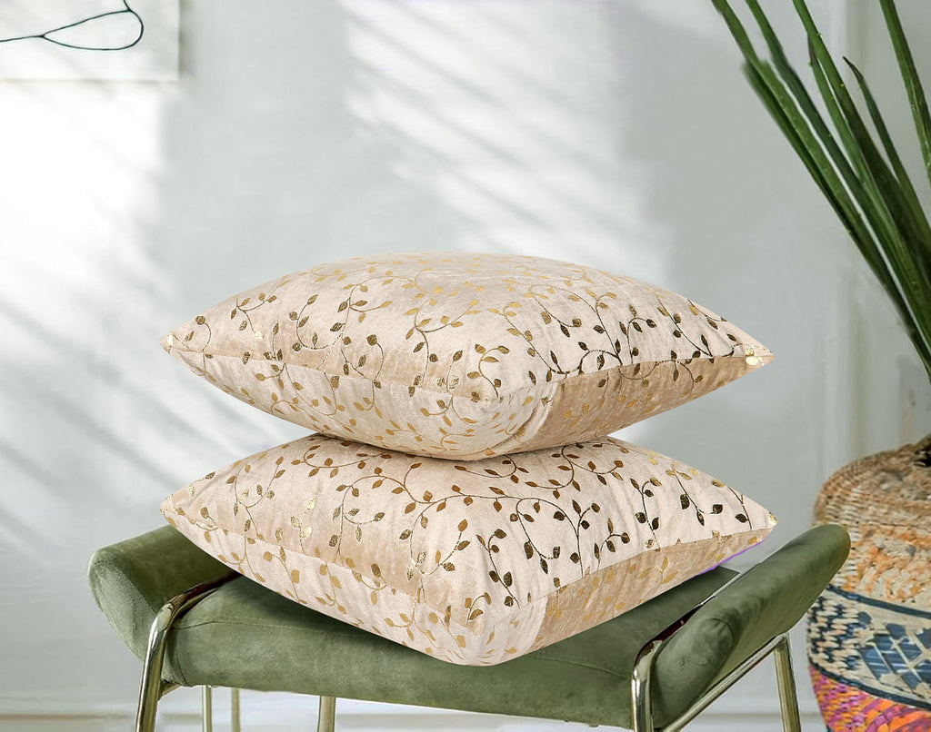 RD TREND® Premium Velvet Cushion Covers Set of 2 | Soft Decorative Throw Pillowcases for Sofa, Bed & Living Room | Cushion Cover 24 inch x 24 inch (60x60 cm) Cream Caramel