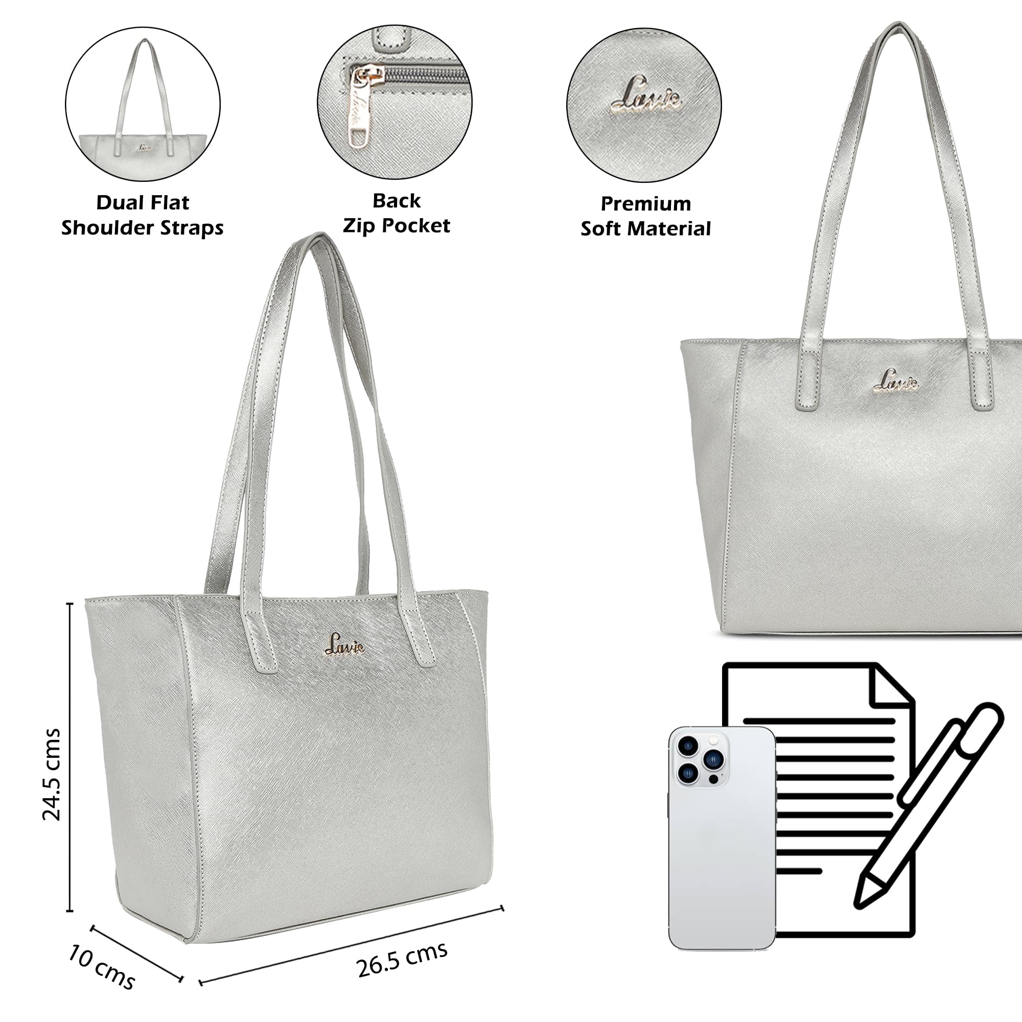 Lavie Betula 1 SM EW Women's Tote Bag (Silver)(HCES450016M2)