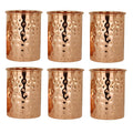 Adoko 100% Pure Copper Hammered Tumbler Set of 6 (300ml Each) | Handmade Ayurvedic Copper Water Glasses | Traditional Tamba Drinking Glasses for Home & Kitchen