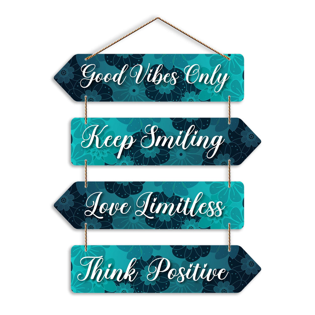Artvibes Good Vibes Only Keep Smiling Designer Wall Hanging Wooden Art | Quotes Decor Item | Wall Illustrations | Office Decoration Item | Wall Art Print | Inspirational quotes | Gift Items (WH_4406N)