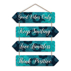 Artvibes Good Vibes Only Keep Smiling Designer Wall Hanging Wooden Art | Quotes Decor Item | Wall Illustrations | Office Decoration Item | Wall Art Print | Inspirational quotes | Gift Items (WH_4406N)