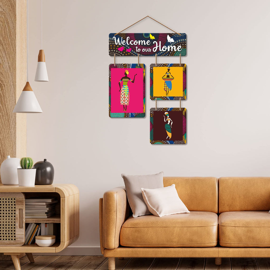 Artvibes Welcome To Our Home Wooden Wall Hanger for Gateway | Quotes Decor Item | Door Quotes Hanging | Wall Poster | Wall Art Print | Gift Items for Home Decor | Wall Accent | Modern Decor (WH_6505N)