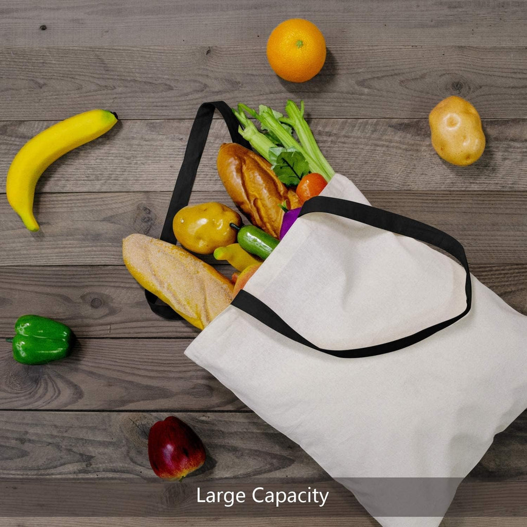 Indian Decor 6360 Economical Cotton Tote Bag, Lightweight Medium Reusable Grocery Shopping Cloth Bags, Suitable for DIY, Advertising, Gift, Activity 5-Pack