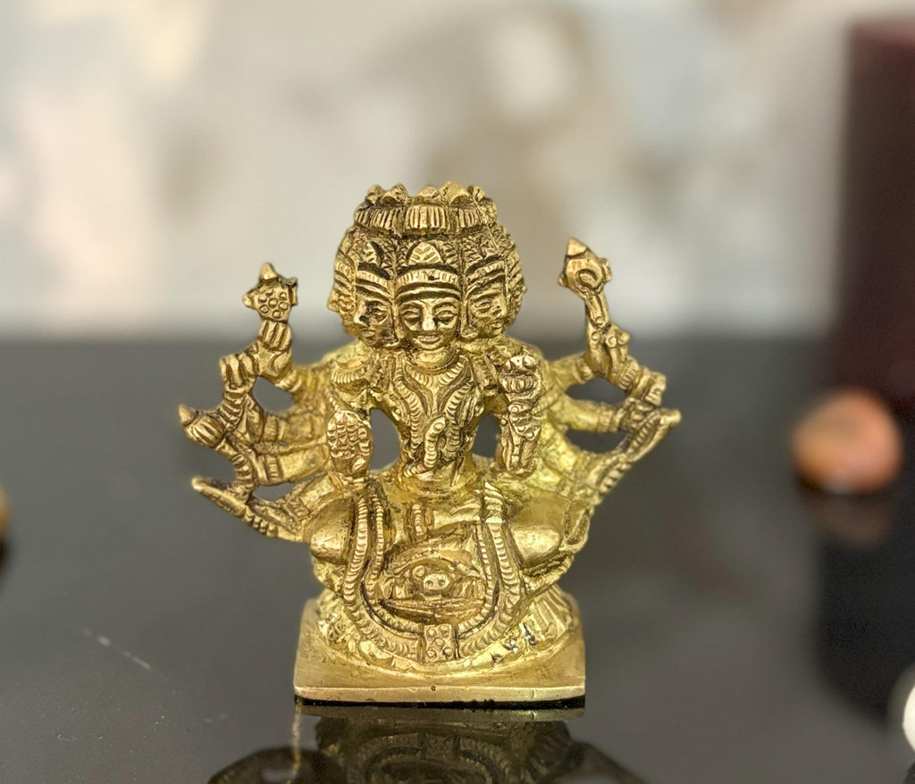 SVARUP Brass Gayatri Savitri Vedanta Goddess Devi Sarswati Wife of Lord Brahma Mother of Vedas, Small 3 Inch