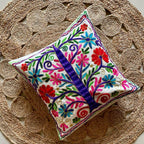 Tree of Life Aari Embroidered Cushion Covers - Set of 2 | Traditional Aari Embroidery | Threadwork Throw Pillow Covers with Zip Closure | Perfect for Sofa, Bed | 16x16 Inch (Multicolor)