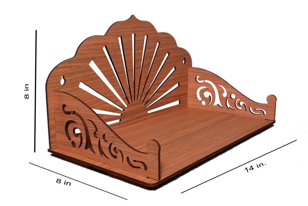 Jacky Chain Home Temple Pooja mandir Big Size Home Temple Wooden Temple (Brown_14 Inch X 7.5 Inch X 7.5 Inch 4MM)