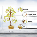 REBUY Crystal Stone Tree – Natural Healing Gemstone for Positive Energy, Feng Shui, Vastu – Ideal for Home, Office, Living Room Décor (Peridot Stone Tree)