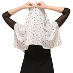 7 season's Girls Cotton Scarf Cum Mask Universal Size Usable For Vehicle Driver For Sunlight Uv Protection White Printed Design (Star-S), Female