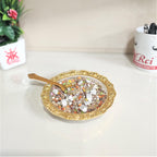 KridayKraft Glass Plate Mukhwas Tray,Saunf Supari Candy,Dry Fruit and Sweets Serving Tray in Traditional Design Metal (Pack of- 1 Glass Tray,1 Spoon)...