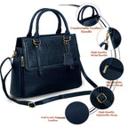 RICHSIGN LEATHER ACCESSORIES Full-Grain Natural Leather Top-Handle satchel Tote Ladies Handbags & Shoulder Sling Bags For Women Office Branded Stylish Latest Size-L-11 X H-10 x W- 5 In (BLACK)