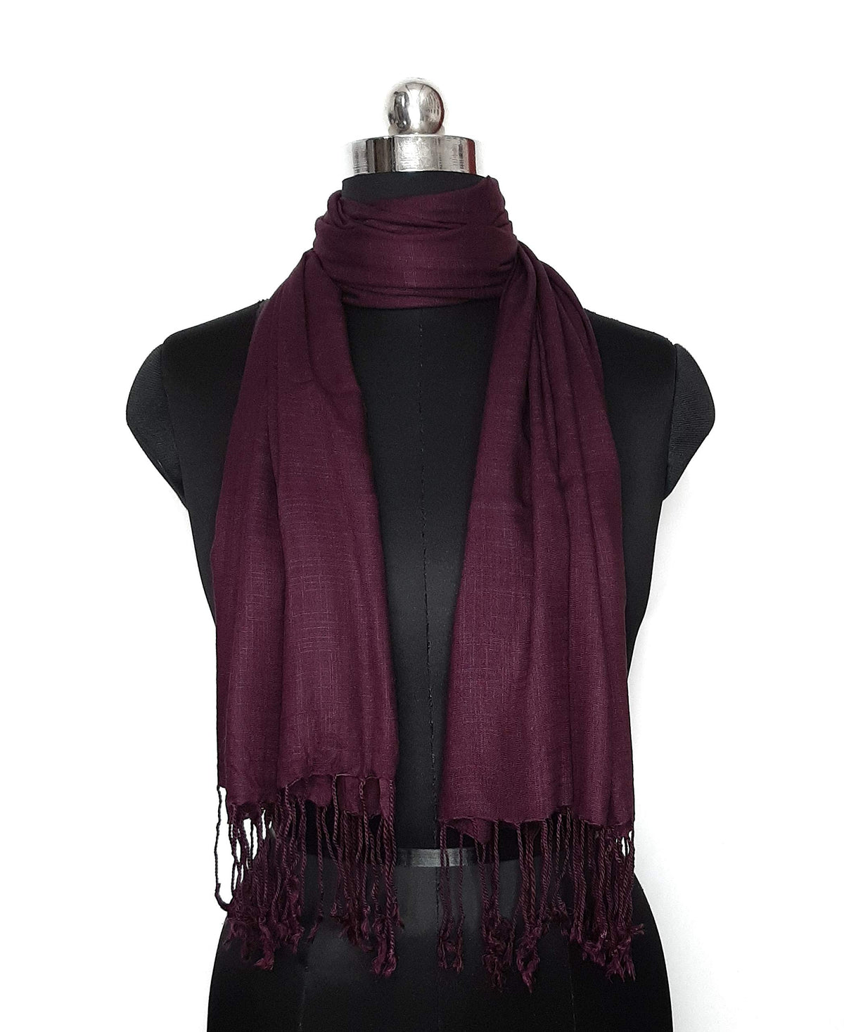 Chandwasia Linen Rayon Scarf For Men Women | Casual Daily Wrap Stole Shawl For Summer Winter Travel Office Use | Viscose Fabric Neck Shoulder Drape Accessories - Wine
