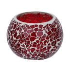 eCraftIndia Red Mosaic Glass Decorative Tea Light Candle Holder - Tea Light Holder - T Light Candle Holder for Diwali Decoration Items for Home Decor Living Room Dining Table - Christmas Diwali Gifts