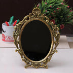KridayKraft Table Mirror Gold Plated for Gift Love one Festival Gift Perfect for Birthday, Anniversary Wedding (Floor Mount, Oval, Framed)