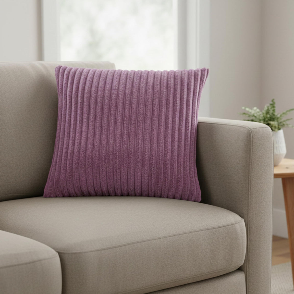 Yellow Weaves Pencil-Stripe Fur Cushion Covers | Soft Polyester | Decorative Sofa & Throw Pillow Covers | 16x16 Inches, Pack of 3 (Purple & Sea Green)
