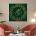 VIBECRAFTS Beautiful Ganesha Head 3 Pieces Canvas Wall Painting Fitted With Wooden Frame For Home | Office | Living Room | Gifts (PTVC3Pcs1_9557)