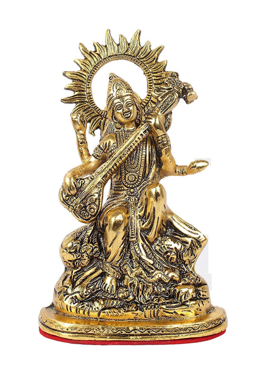 Prince Home Decor & Gifts Gold Plated Metal Goddess Saraswati Statue Showpiece Idol for Home Décor and Gift