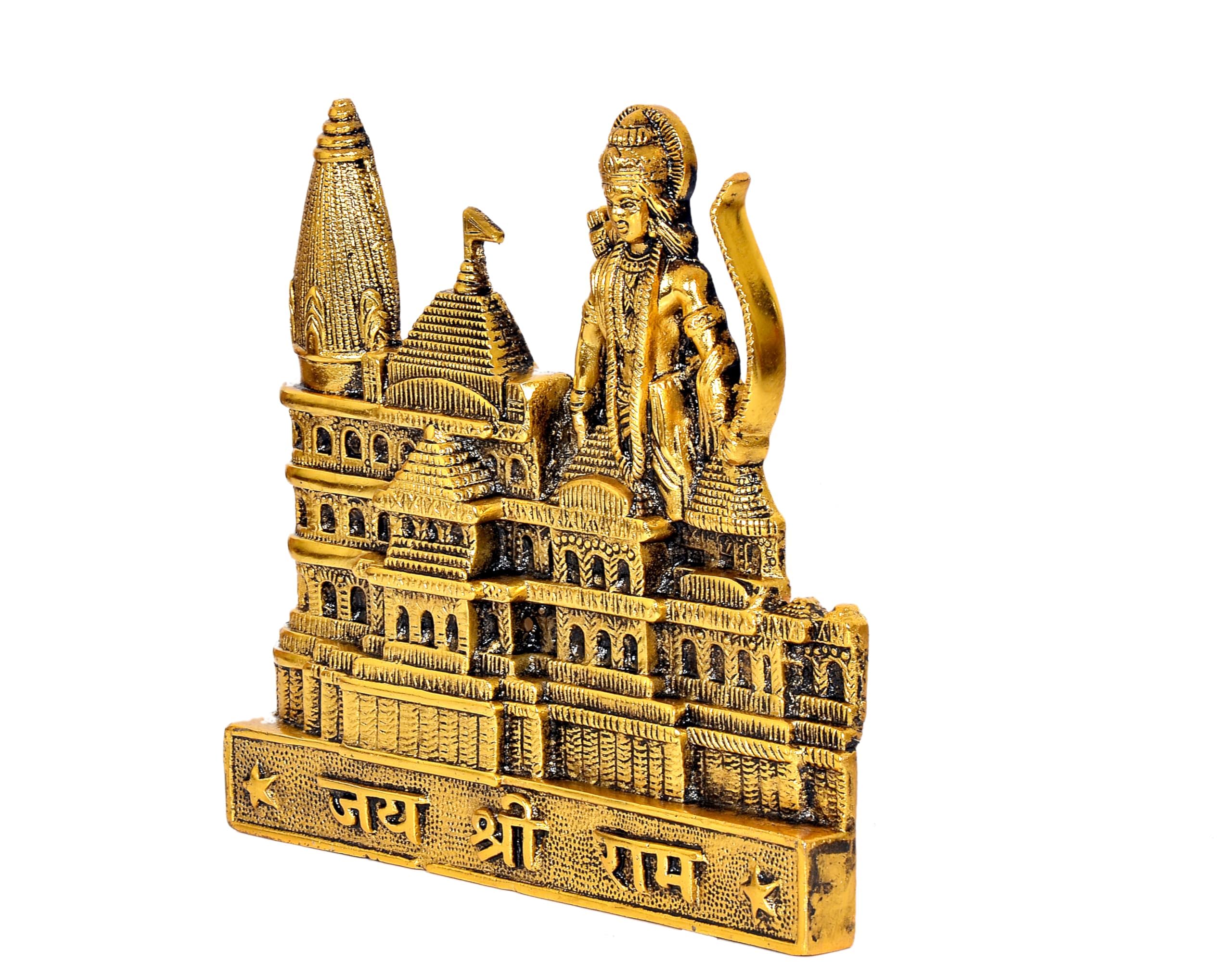 AONA Ram Mandir Architectural Model in Metal Shri Ram Birth Place, Height : 22 cm (Gold)
