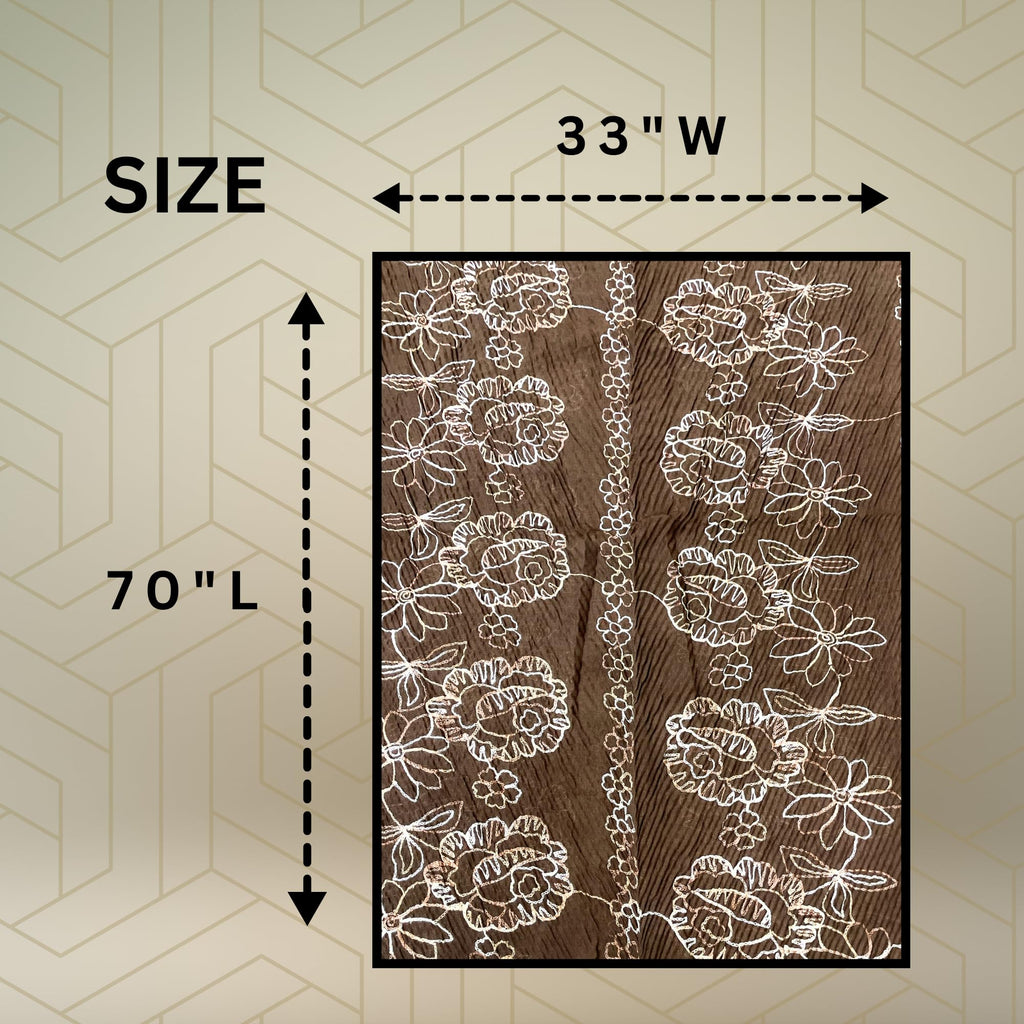 FAHABO Scarf Woman Pleated Cotton Scarves with Embroidery and Tassels | Hijab Scarf | Headscarf | Neck Scarf | Stoles | Wraps (Cafe Noir Brown -1)